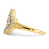 10K w/Rhodium Double Heart CZ Ring