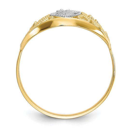 10K w/Rhodium Filigree Heart Ring