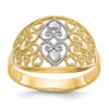 10K w/Rhodium Filigree Heart Ring