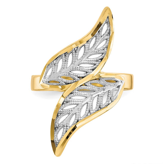 10K w/Rhodium Diamond-Cut Filigree Ring
