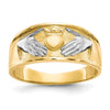 10k and White Rhodium Mens Claddagh Band
