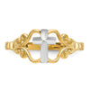 10k & Rhodium Polished Cross Ring