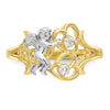10k and White Rhodium CZ Angel with Hearts Ring