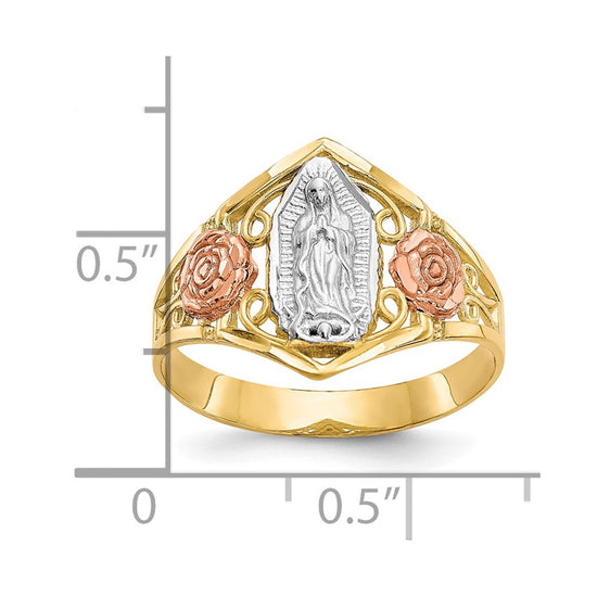 10k Two-tone & Rhodium Our Lady of Guadalupe Ring