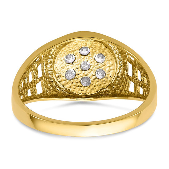 10k and White Rhodium Mens CZ Cluster Ring