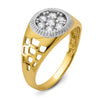 10k and White Rhodium Mens CZ Cluster Ring