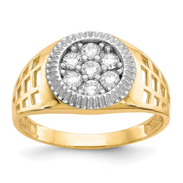 10K w/Rhodium Men'S CZ Cluster Ring