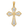 10K and White Rhodium Diamond-Cut Cross Pendant