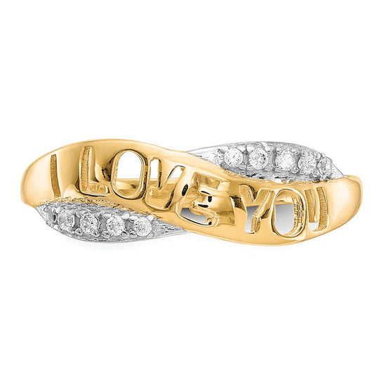 10K w/Rhodium CZ I LOVE YOU Ring