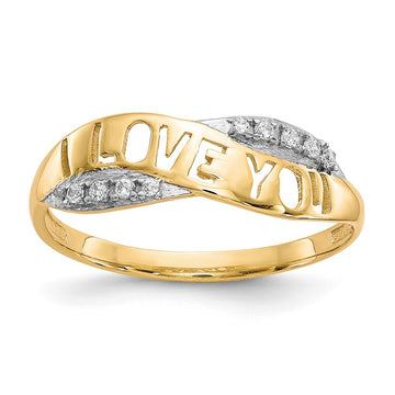10K w/Rhodium CZ I LOVE YOU Ring