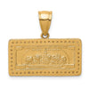 10K and White Rhodium CZ Micropave 100 Dollar Bill Pendant