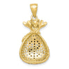 10K Black and Clear CZ Micro Pave Money Bag with Dollar Sign Pendant