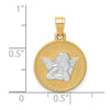 10K W/Rhodium Polished and Textured Angel Pendant