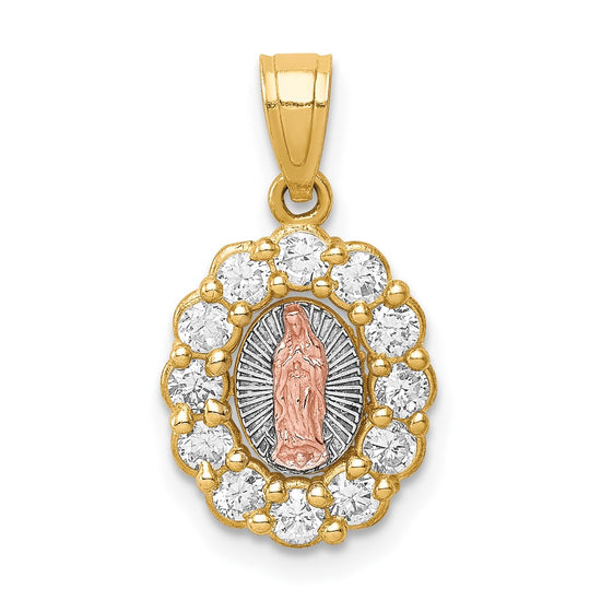 10K Two-Tone w/White Rhodium CZ Guadalupe Pendant