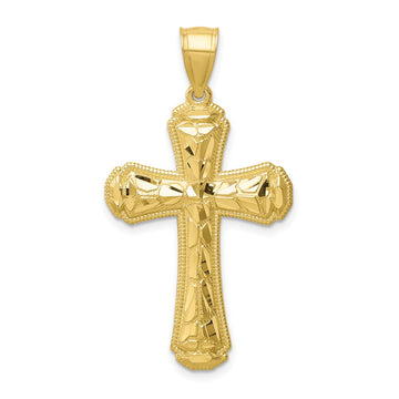10K Diamond-cut Cross Pendant
