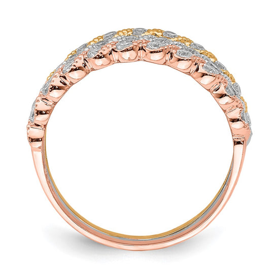 10K Tri-color Set of Three Stackable CZ Rings