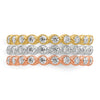 10K Tri-color Set of Three Stackable CZ Rings