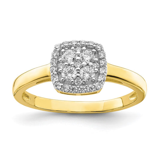 10K Square CZ Fancy Ring