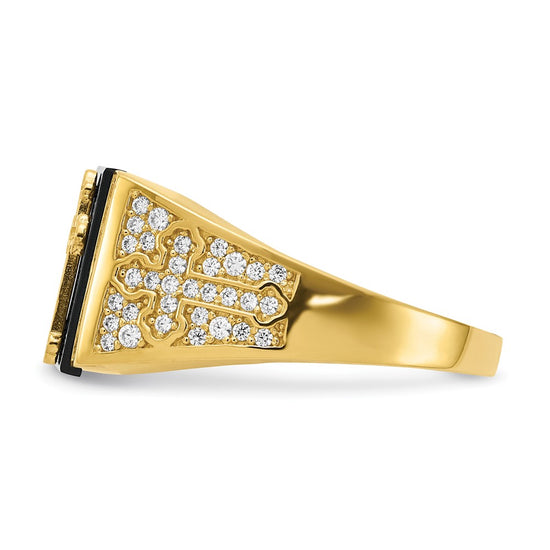 10K CZ and Onyx Cross Men'S Ring