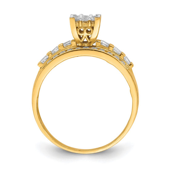 10K Clear CZ Micropave Square Solitaire Ring