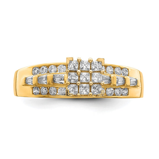 10K Clear CZ Micropave Square Solitaire Ring