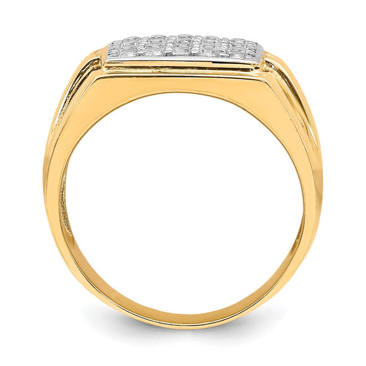 10K w/Rhodium CZ Mens Ring