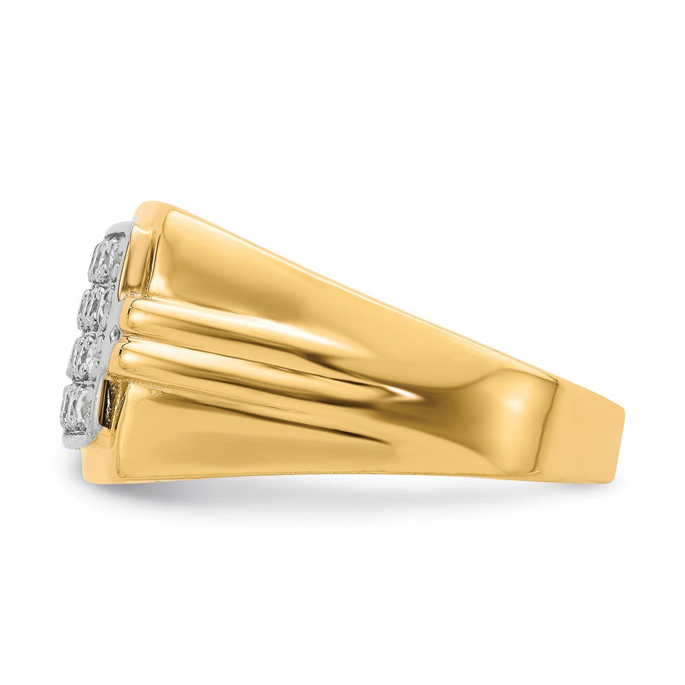 10K w/Rhodium CZ Mens Ring