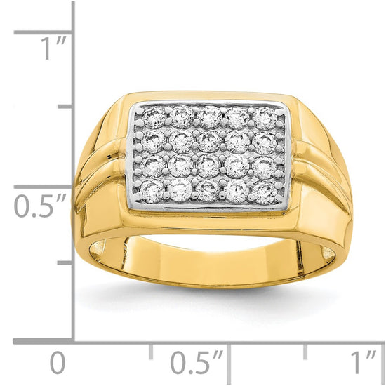 10K w/Rhodium CZ Mens Ring