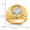 10k Two-tone Men's Polished and Textured Masonic Ring