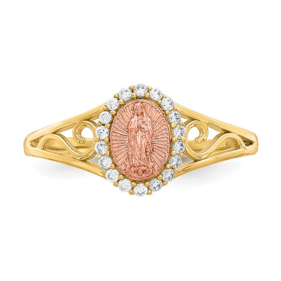 10K Two-Tone CZ Guadalupe Ring