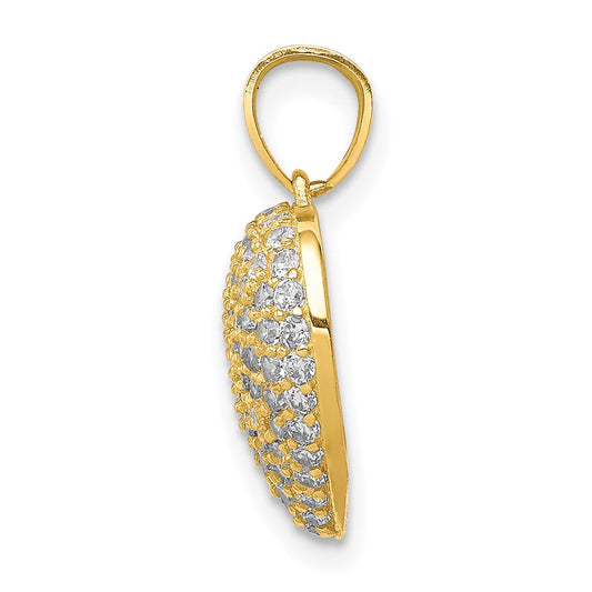 10K CZ Micro-Pave Heart Pendant