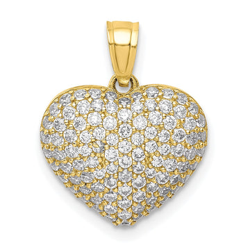 10K CZ Micro-Pave Heart Pendant