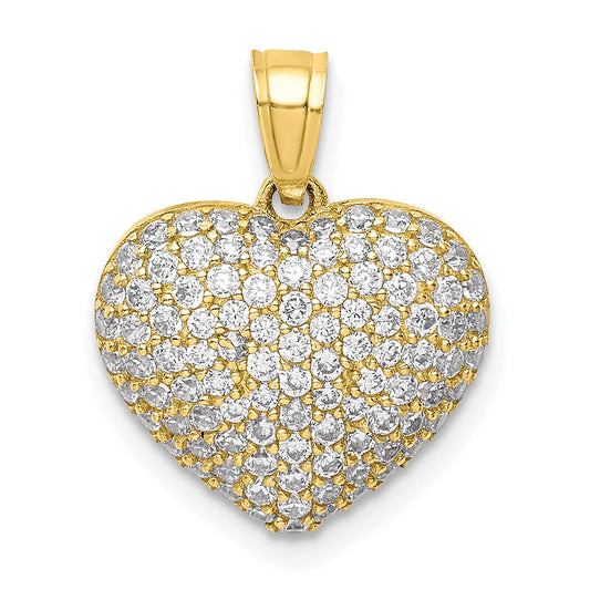 10K CZ Micro-Pave Heart Pendant