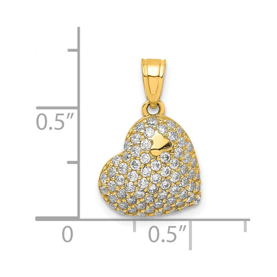 10K CZ Micro Pave Heart Pendant