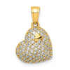 10K CZ Micro Pave Heart Pendant
