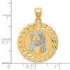 10K and White Rhodium Diamond-cut Jesus Face Pendant