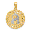 10K and White Rhodium Diamond-cut Jesus Face Pendant