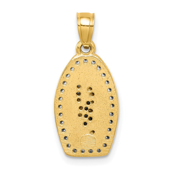 10K and White Rhodium CZ Pave Oval Our Lady of Guadalupe Pendant