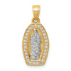 10K and White Rhodium CZ Pave Oval Our Lady of Guadalupe Pendant