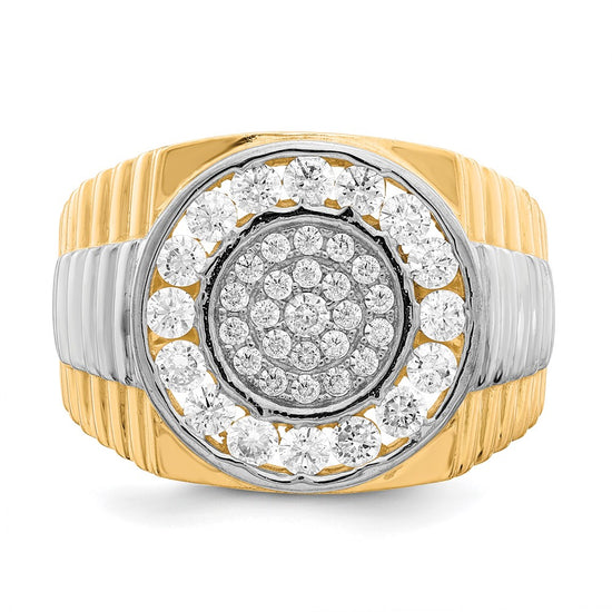 10K w/Rhodium CZ Mens Ring