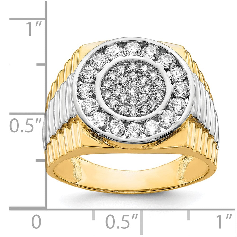 10K w/Rhodium CZ Mens Ring