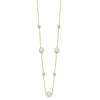 10K Polished CZ and 7-8mm FWC Pearl 7 Station Necklace