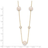 10K Polished CZ and 7-8mm FWC Pearl 7 Station Necklace