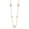10K Polished CZ and 7-8mm FWC Pearl 7 Station Necklace