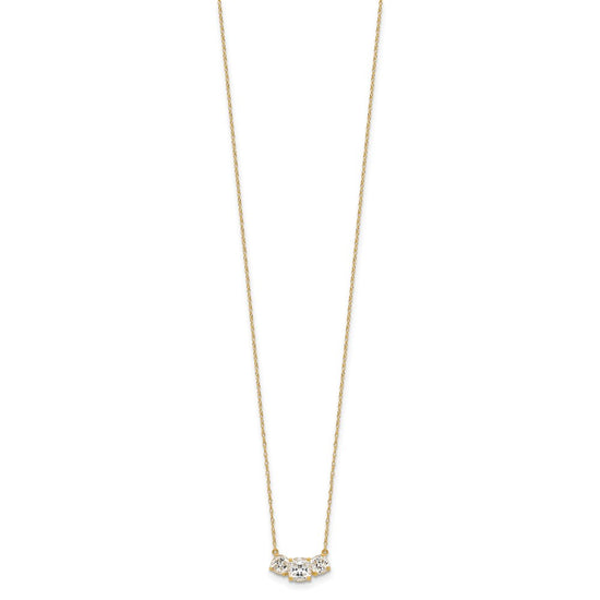 10K Polished 3-Stone CZ Necklace