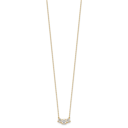 10K Polished 3-Stone CZ Necklace