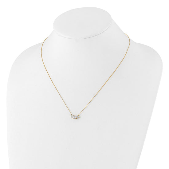 10K Polished 3-Stone CZ Necklace