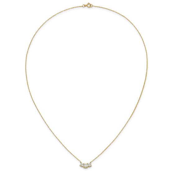 10K Polished 3-Stone CZ Necklace