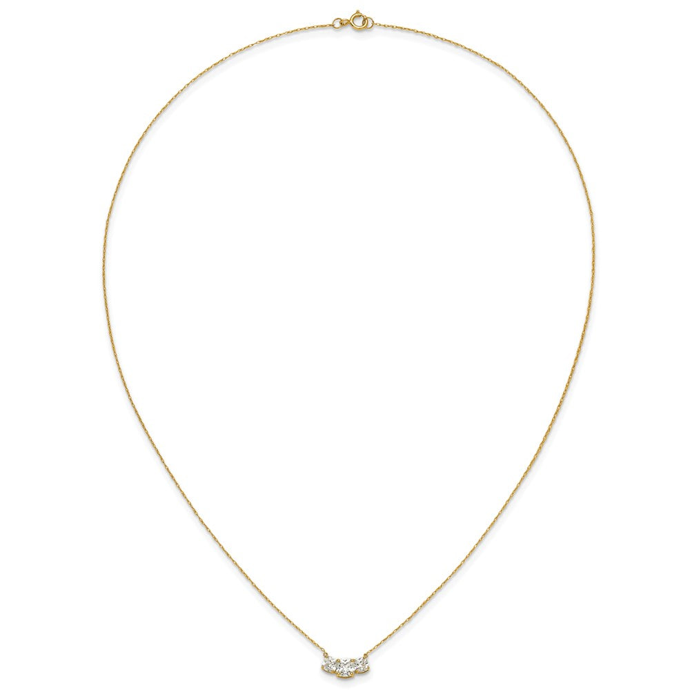 10K Polished 3-Stone CZ Necklace