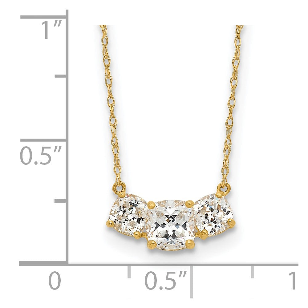 10K Polished 3-Stone CZ Necklace